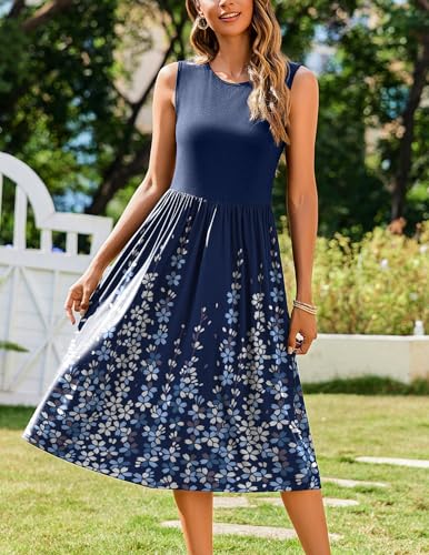 Zeagoo Women's Summer Tank Midi Dress with Pockets Floral Sleeveless A-Line Casual Loose T-Shirt Dresses Beach Sundress 20253