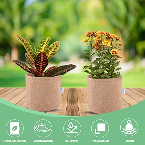 ORILEY Grow Bag Heavy Duty Geo Fabric Plant Pot Lightweight Bags Ideal for Gardening Balcony Terrace (Beige, Round, 500 GSM 4 x 4 inch Pack of 5)