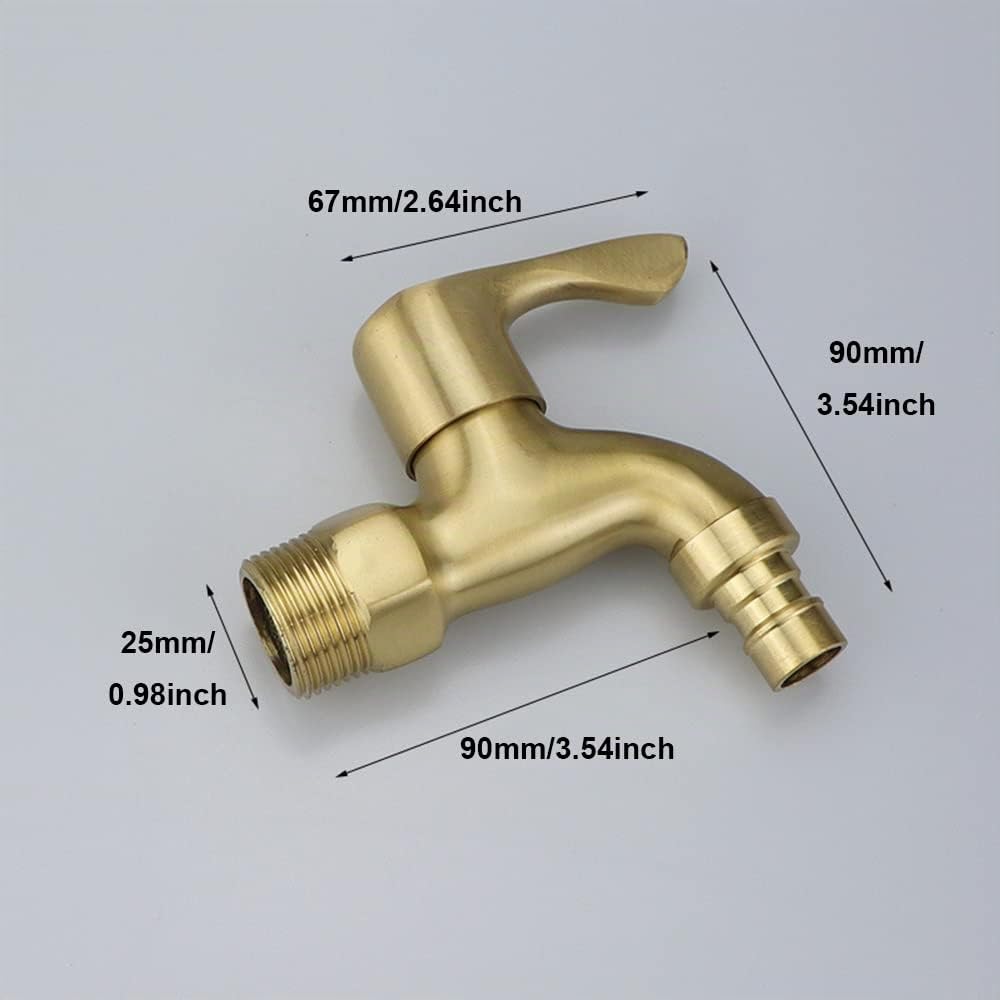 Grifo de extremo de manguera de latón de 3/4 ", kit de grifo de jardín para exteriores, grifo de agua de latón, grifo de asignación, grifo de lavadora para uso en exteriores/interiores