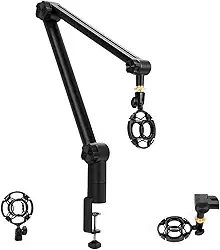 Boom Arm para FIFINE Microphone, Suporte para Microfone, Braço Articulável Microfone, Braço de Microfone Compacto com Adaptador de 3/8“ a 5/8”, Microfone Gamer Suporte