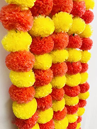 SPHINX-Artificial-Marigold-Fluffy-Flowers-Garlands-for-Decoration-Yellow-Dark-Orange-5-Pieces