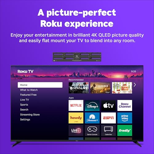 Image of Roku Smart TV - 75-Inch Pro Series, Mini-LED TV - RokuTV with Backlit Voice Remote Pro - Flat Screen 4K QLED Television Wall Mount Kit for 75-Inch Pro Series TV - Ultra-Slim