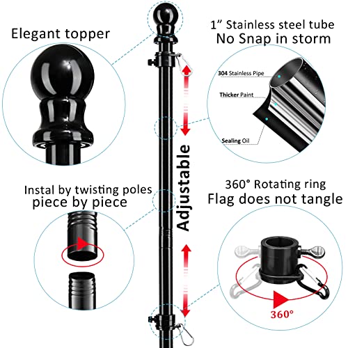 Donsail Black Flag Poles For Outside In Ground thumb #1
