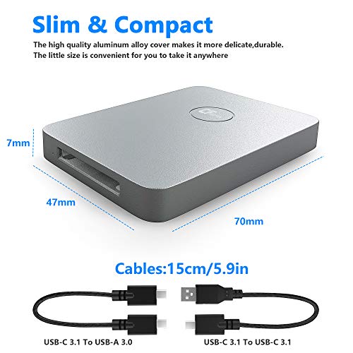 CFexpress Kartenleser, Bawanfa Type B USB 3.1 Gen 2 10 Gbit/s CFExpress Lesegerät, tragbarer Aluminium CFExpress Speicherkartenadapter Thunderbolt 3 Port Anschluss Unterstützung Android/Windows/Mac OS