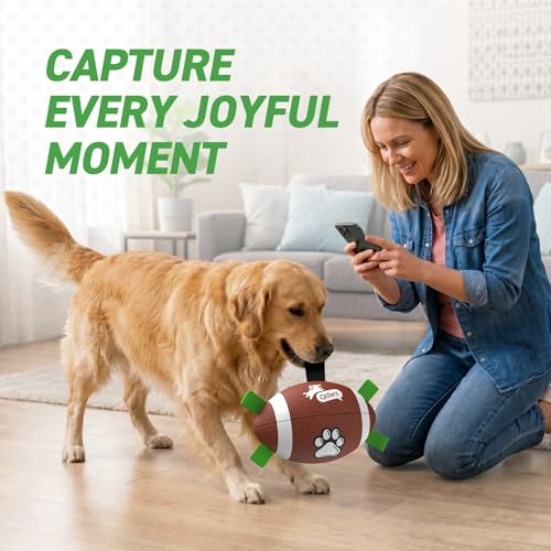 Image of QDAN Dog Toys Football, Interactive Dog Toys for Tug of War,Superbowl Football Party Decorations Favor, Dog Water Toy, Durable Dog Balls for Small & Medium Dogs(8 inch) | Superbowl Football Party Decorations Favor, Durable Dog Balls with Straps for Small Medium Large Dogs, <90 lbs Dog Water Toy