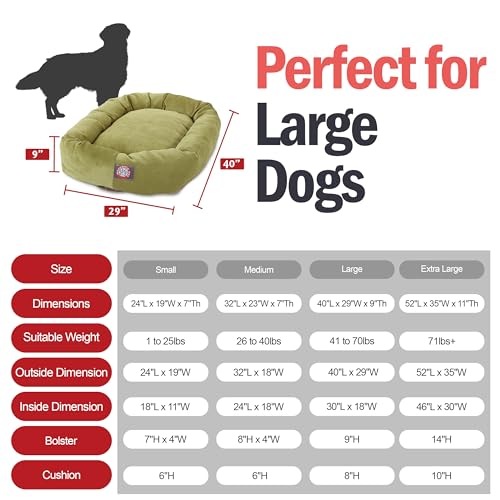 Image of Majestic Pet 40 Inch Micro Velvet Calming Dog Bed Washable - Cozy Soft Round Dog Bed with Spine for Head Support - Fluffy Donut Puppy Mat 40x29x9 (inch) Large - Apple (2025)