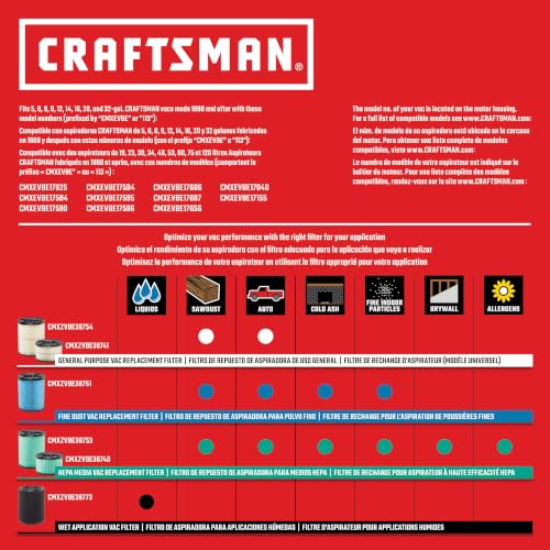 CRAFTSMAN CMXZVBE38741 Genuine 4 Gal. General Purpose Wet Dry Vac Filter - image 6
