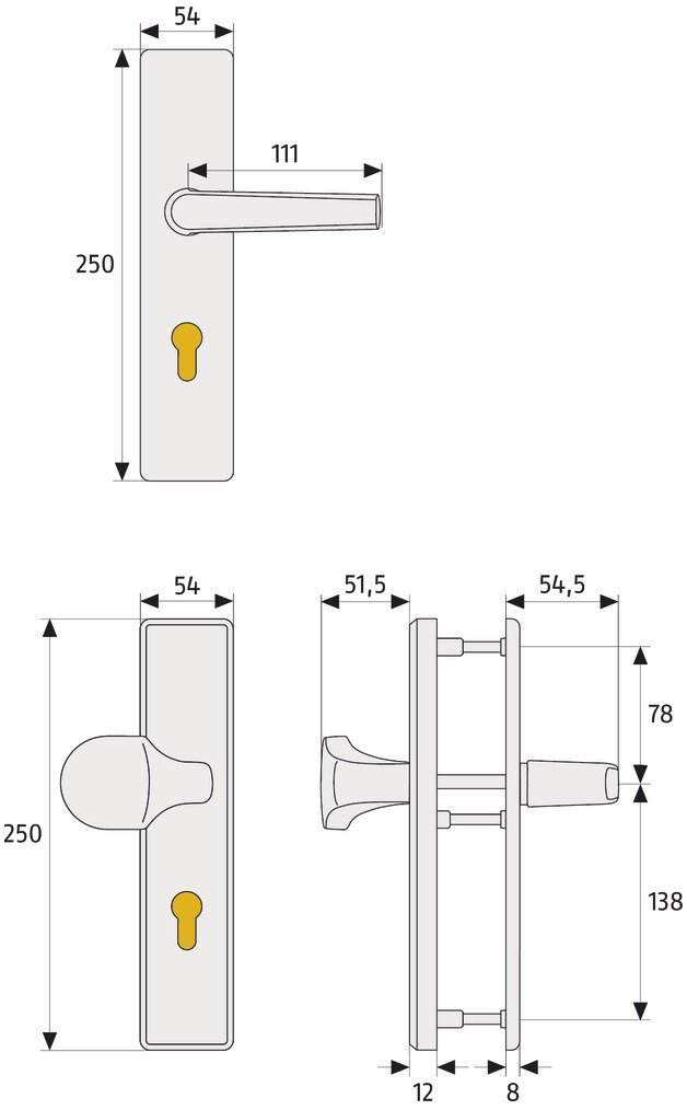 ABUS KLT512 F1 247903 - Ferramenta di protezione EK maniglia ambolati, colore: alluminio