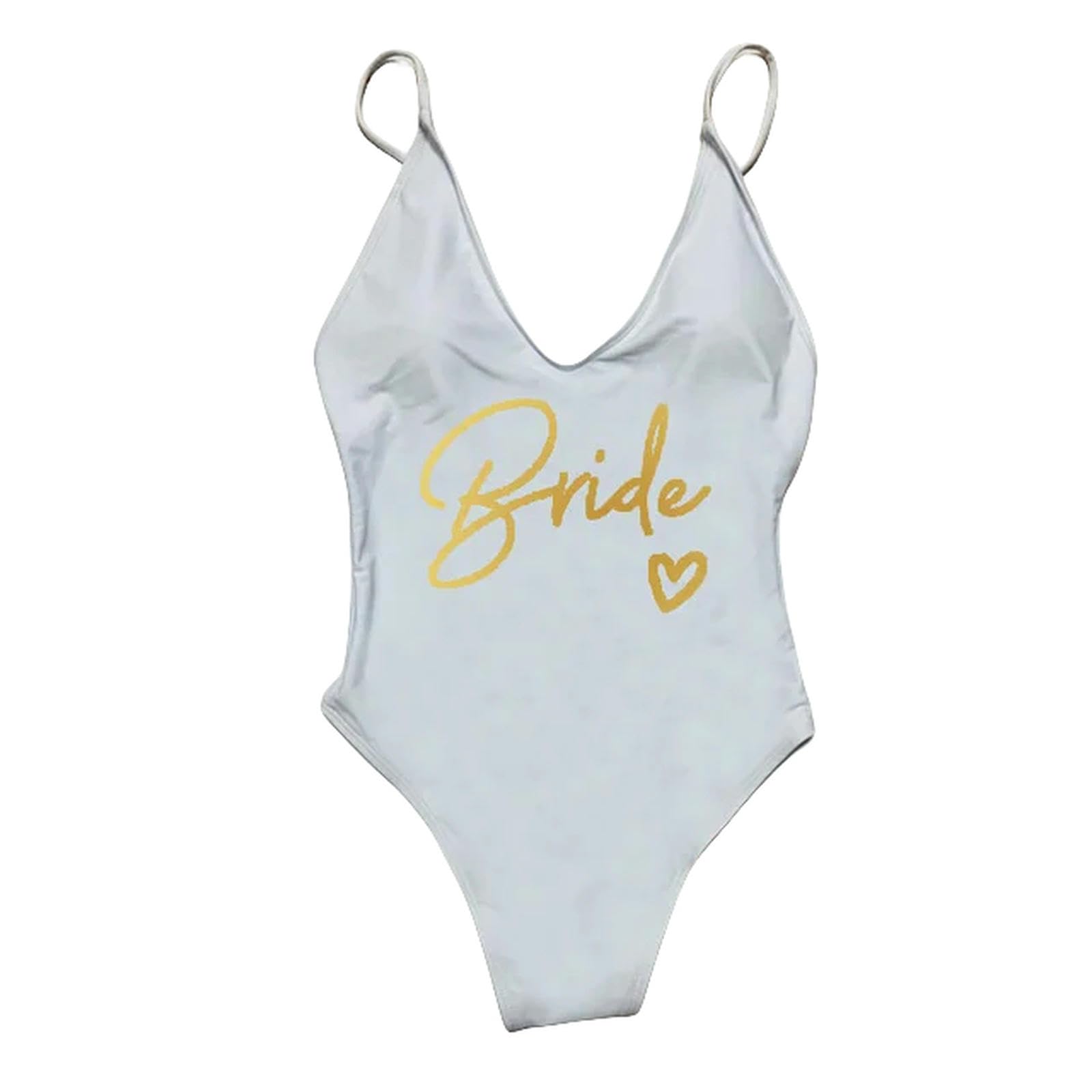 Uniprime 067Whgd Novia Traje De Baño Blanco Mujeres Novias De Una Pieza Mujer Mujer Playa Ropa De Fiesta De Bodas Acolchada Sexy-Sg