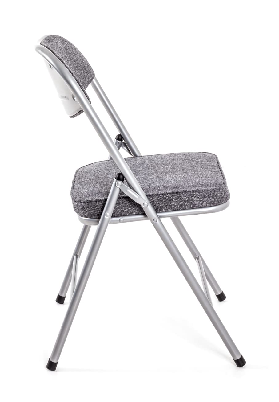 HAKU Set di 4 sedie pieghevoli alu, grigio, Schienale imbottito, sedile imbottito, acciaio - Dim. L 47,00 cm x A 79,00 cm x P 53,00 cm, Stile Moderno