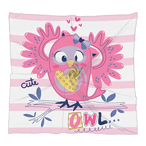 Pink Owl Cartoon Square Silk Hair Scarf for Women, Lightweight Summer Head Scarf for Girls Wedding Travel Yoga Handkerchief Shawl Sunscreen Scarves Hair Accessories 23.6 Inches