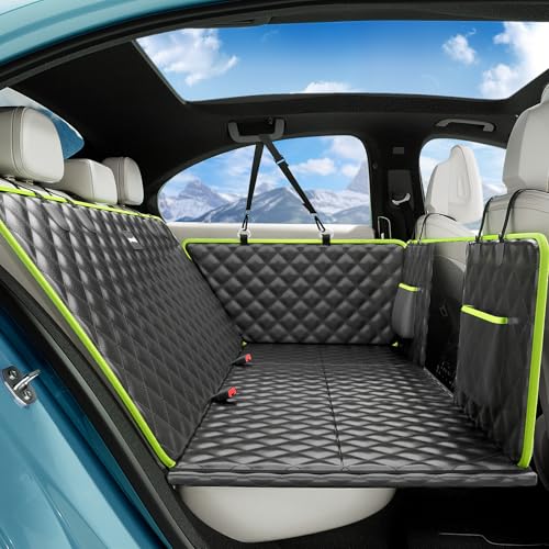 pecute Hundedecke Auto Rückbank mit Harter Unterseite 133 * 62 cm, Autoschondecke Hund Erstklassig Wasserdicht, Feckenabweisend und Leicht zu Reinigen, Für Autos & Kleine SUV bis zu 150 kg
