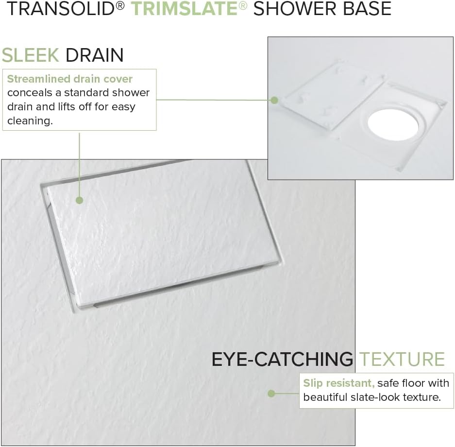 Transolid TWWCSK603296-KI01GPC Titan 60-in x 32-in x 96-in Walk-In Shower Kit with End Drain, White Caruso, Polished Chrome