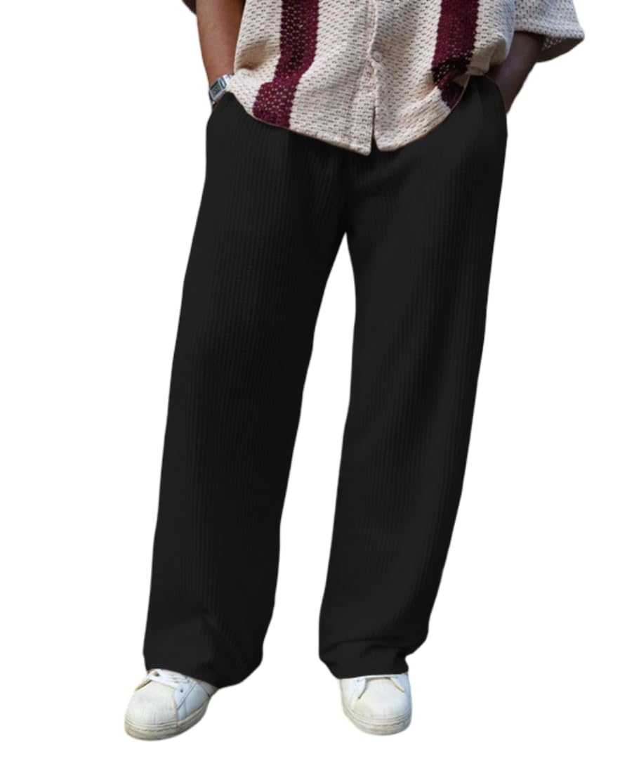 kizaar Waffle Knit Baggy Black Trackpants-picture-20