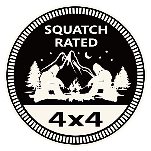 Image of Squatch Badge Rated Car Emblem, 4 x 4 Metal Automotive Bigfoot Badge 5D Metal Car Badges Emblems Round Decals Decals Stickers Compatible with Jeep Wrangler Vehicles Trucks