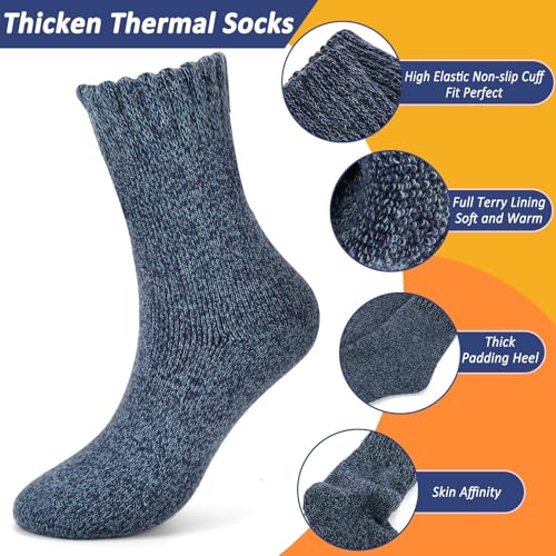 MOSOTECH Calze Termiche Donna Invernali - Colorate Spesse in Spugna, Calzini Termici Vintage di Calda per Trekking, Lavoro, calzettoni Regalo Taglia Unica 35-42
