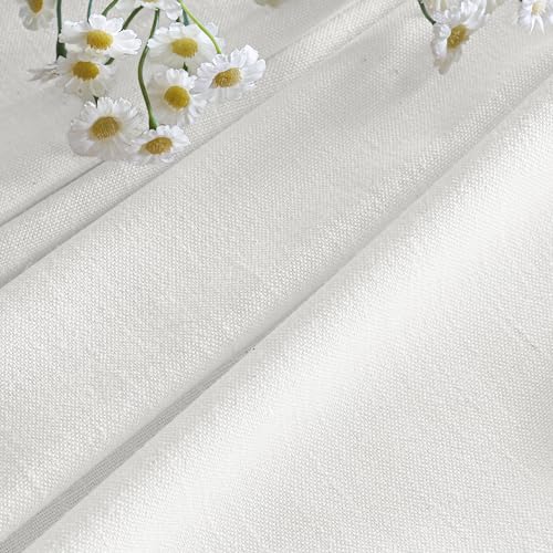 Image of Ivory White Pinch Pleated Semi Sheer Linen Curtains 72 Inch Long
