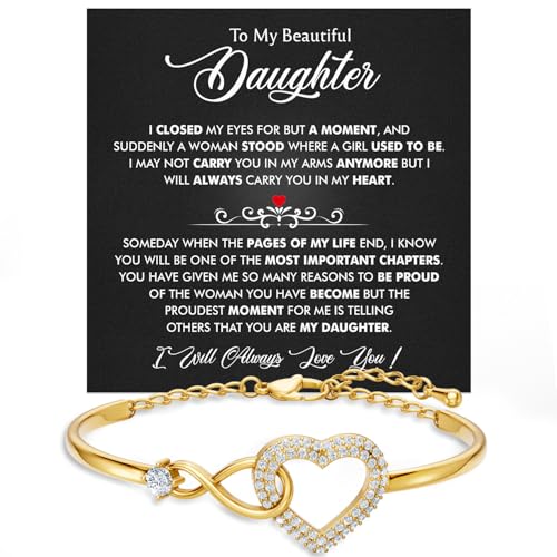Larvincy To My Daughter Bracelet From Mom & Dad With Heartfelt Message & Elegant Box, Jewelry Gift For Women From Mother Father On Graduation, Birthday, Wedding, Christmas & More