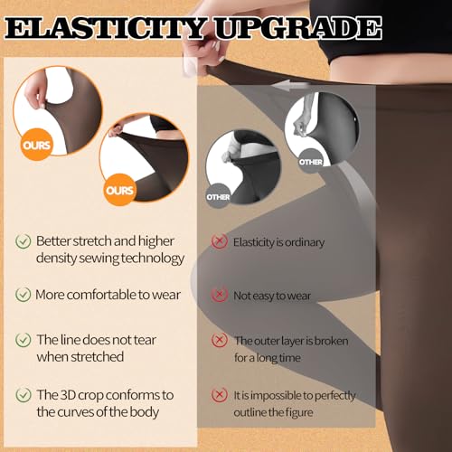 Image of 2 Pairs Plus Size Fleece Lined Tights Sheer Thermal Pantyhose leggings | Winter High Waist Warm Fake Translucent Thermal Sheer Thick Elastic Pantyhose for Womens