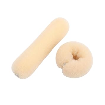 2 Pcs Magic Bun Maker Hair Styling Styler Hair Donut Ring Styler Hair Bun Maker Twist Ring Former Shaper Sponge Doughnut Donut Bun Shaper Hair CurlerBeige