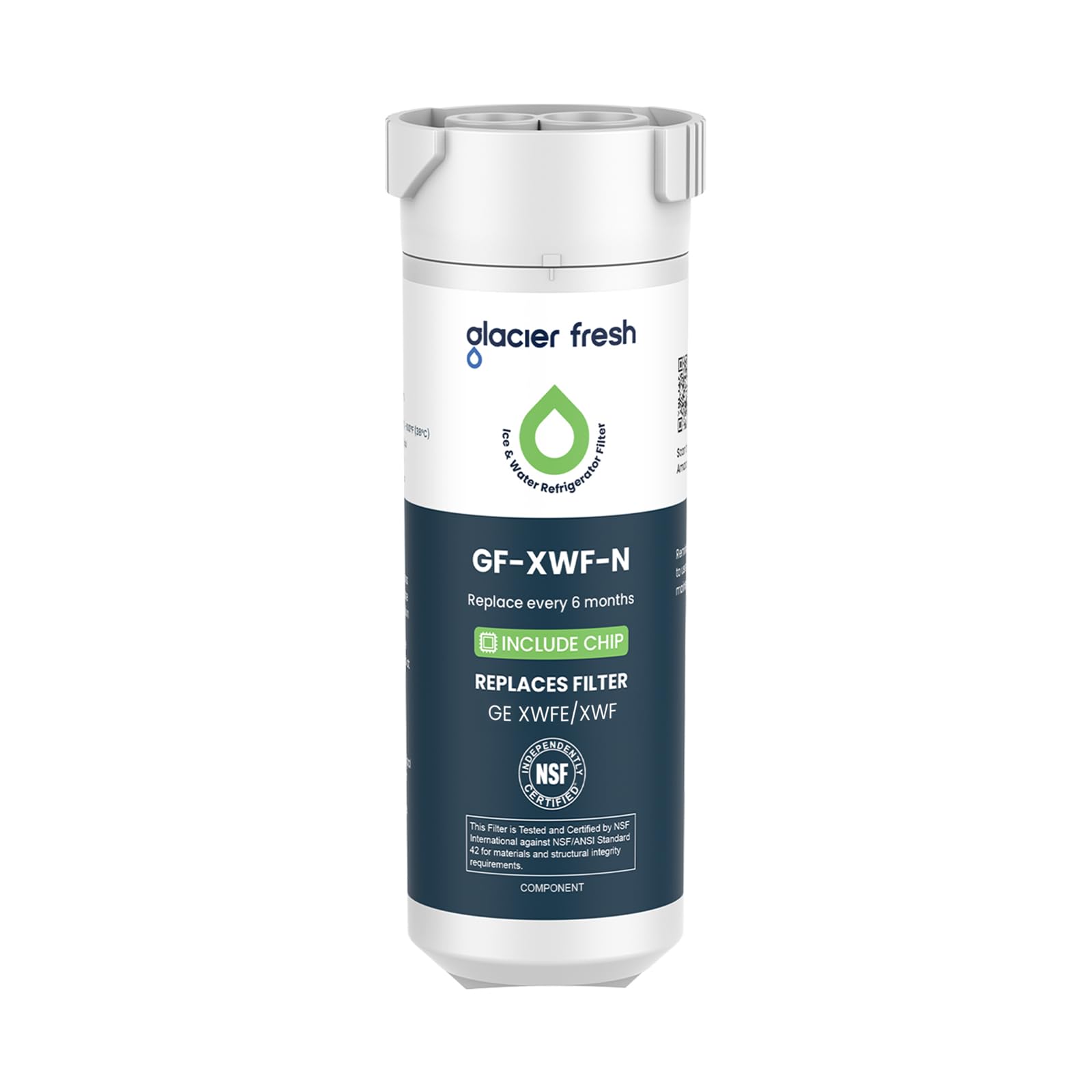 Photo 1 of ***FACTORY SEALED***GLACIER FRESH Water Filter Compatible with XWFE (Built-in CHIP), Replacement for GE XWFE, XWF Refrigerator Water Filter NSF/ANSI 42 Certification Pack of 1***FACTORY SEALED***