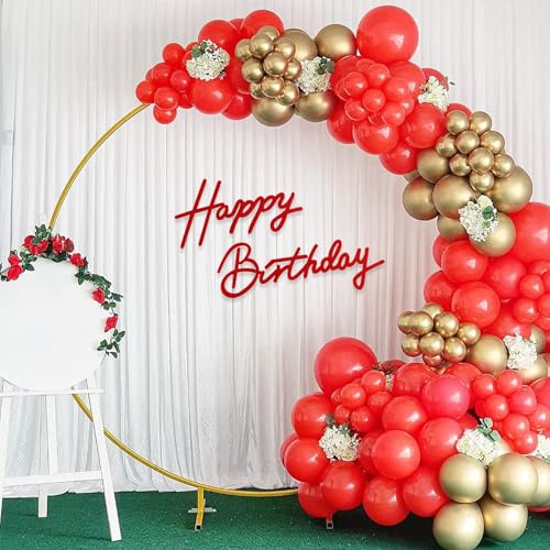 Image of TONIFUL Happy Birthday Sign for Backdrop - Red Felt Banner - Includes Dot Glue - Perfect for Birthday Party Backdrop,Wall Decor,Balloon Arch,Photo Background