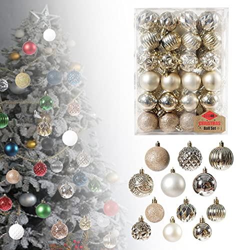 menolana Pingente de Bolas de Natal 48 Peças 6 Cm 4 Cm Enfeites de árvore de Natal Pendurados para O