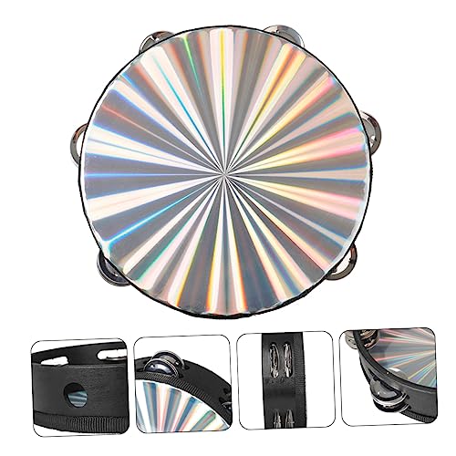 Abaodam maracá de plastico pandeiro de mão jingles de metal percussão brinquedo pandeiro radiante ta