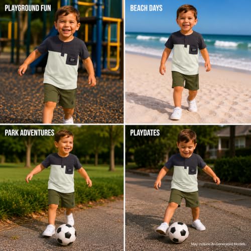 Image of Volcom Toddler Baby Boy Shorts Set - 2 Piece Short Sleeve Graphic Tees and Tech Stretch Shorts for Boys Infant Summer Clothes