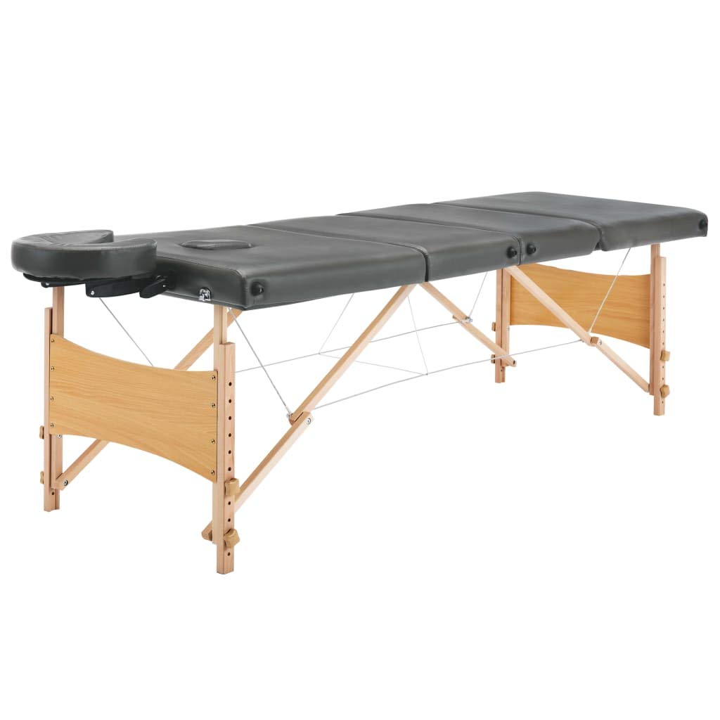 Generisch Massageliege 4-Zonen Holzgestell Anthrazit 186x68 cm,Gesundheit & Schönheit,Körperpflege,Massage & Entspannung,Massagetische,17.85KG,110173