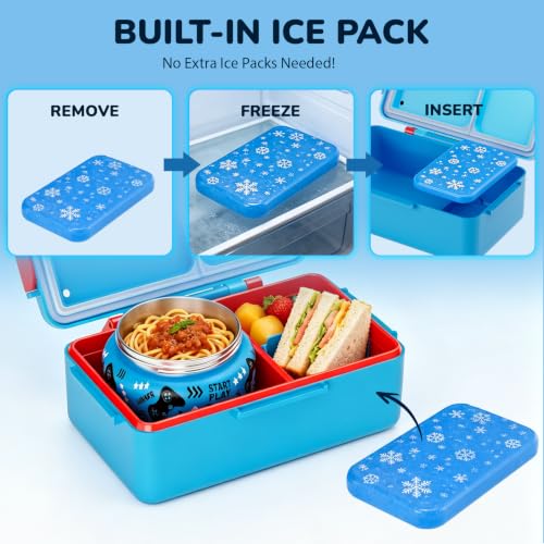 Image of Bento Lunch Box for Kids-3 Compartment Leak Proof Insulated Lunch Container