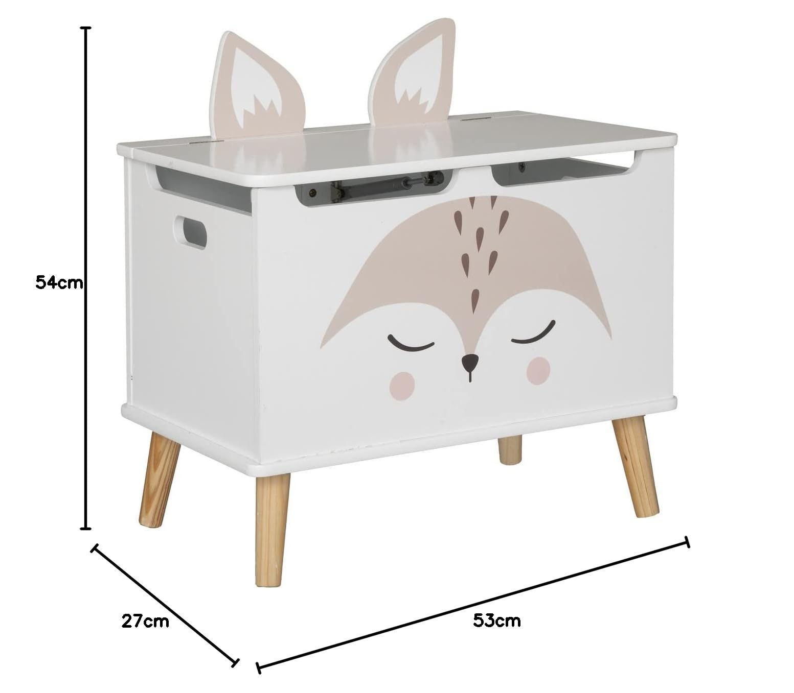 Atmosphera - Coffre Enfant Renard - Bois et pin - Blanc - 53x54-5 cm