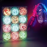 Glow in The Dark Body Glitter Gel, 12 Colors Glitter Gel Makeup, UV Body Glitter for Women, Glow in