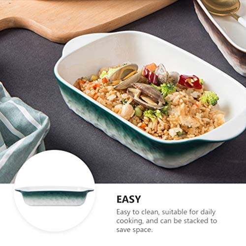 Cabilock Ceramic Casserole Dish Rectangular Casserole Dish Cookware Pans with Double Handle for Cooking Kitchen Banquet and Daily Use Main Image