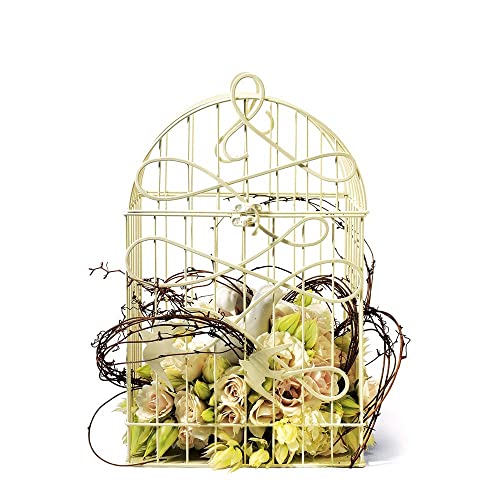 WEDDINGSTAR Ivory Modern Decorative Birdcage Wishing Well with Birds in Flight, 10' x 8' x 16 3/8' Tall (9117-79)