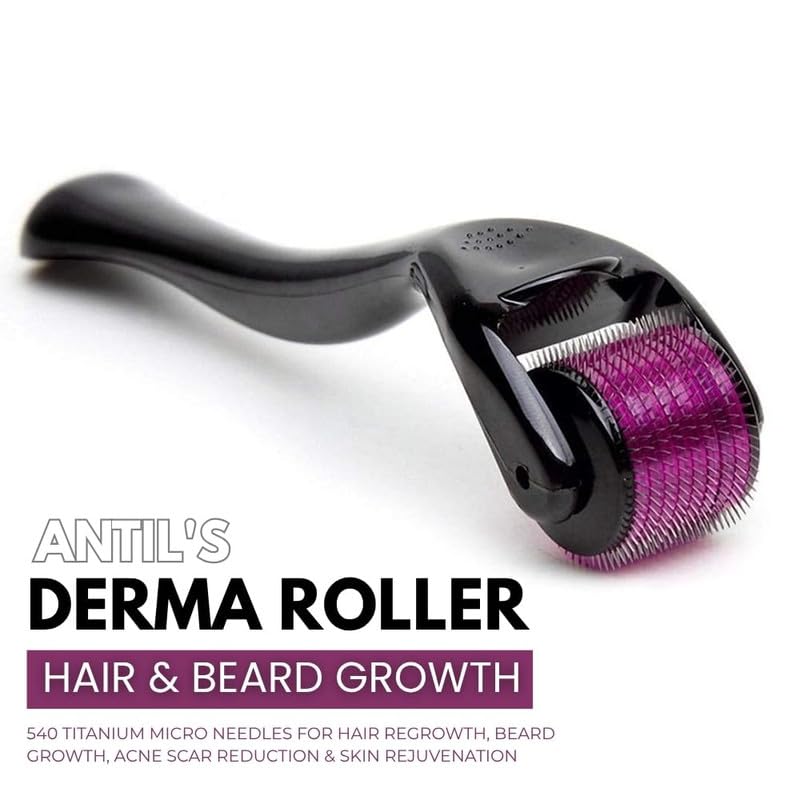 THE PURE NEST Derma Roller 0.5mm for Hair & Beard Growth ? 540 Titanium Micro Needles for Hair Regrowth, Beard Growth, Acne Scar Reduction & Skin Rejuvenation ? Safe for Men & Women 1