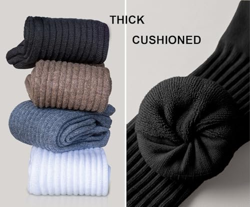 Thick Cotton Cushioned Crew Work Socks for Men, Seamless Athletic & Casual Boot Socks2