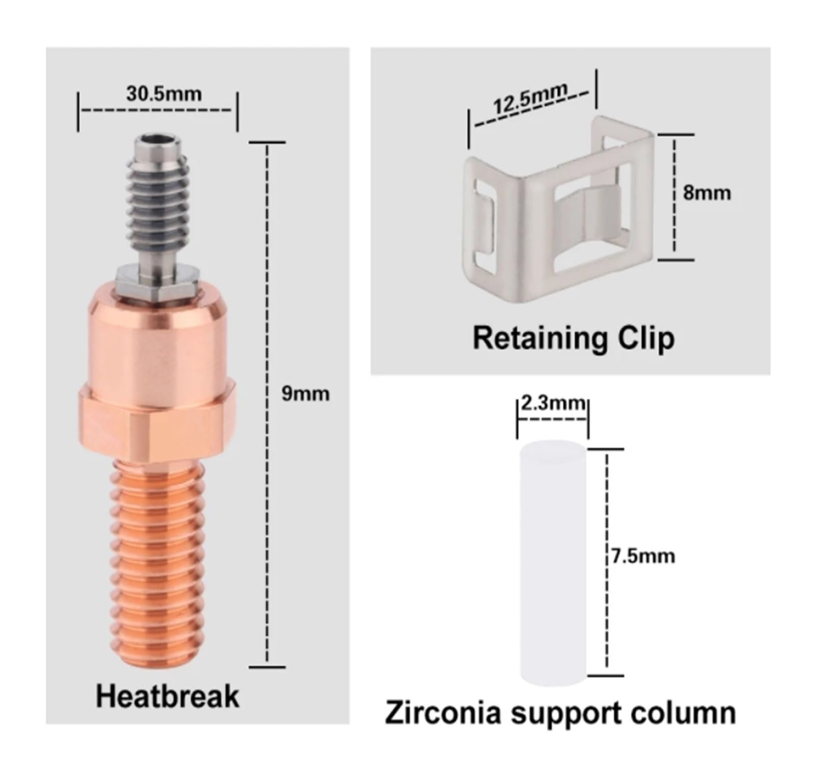 Hotend-Teile Kühlkörper Heatblock Heatbreak Beheizte Kartuschen Thermistor(SET G Heatbreak)