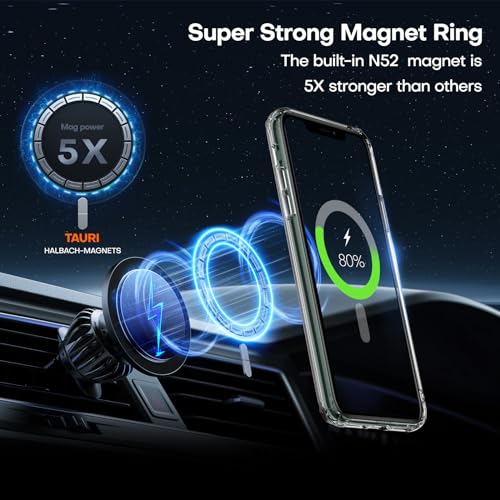Image of TAURI for iPhone 11 Pro Max Case, Compatible with MagSafe, Clear | with Screen Protector, Not-Yellowing Military-Grade Protection, Shockproof Slim Magnetic Case for iPhone 11 ProMax