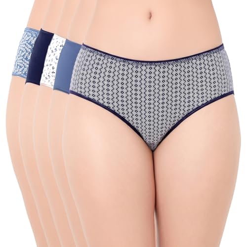 Image of juliet Cotton Hipster Premium Panties Set of 5 Full Coverage Stretchable Fabric