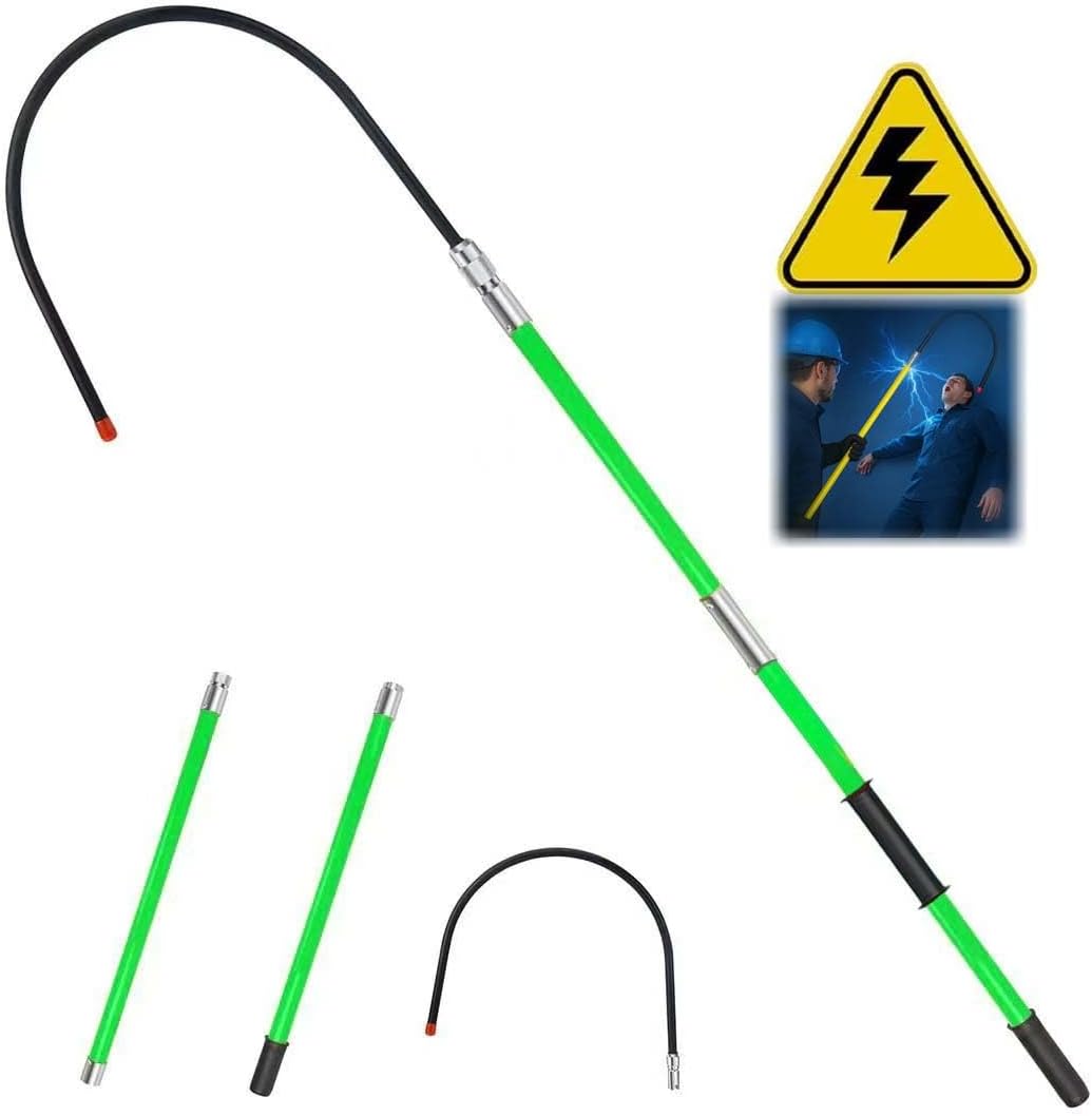 7.6 Feet Rescue Hook, High Voltage Insulated Rescue Hook high Voltage Telescopic 10kv35kv, Fire Electrician Anti-electrocution Rescue Hook 380V, Rescue Hook,18 inch Opening (Green7.6Feet)