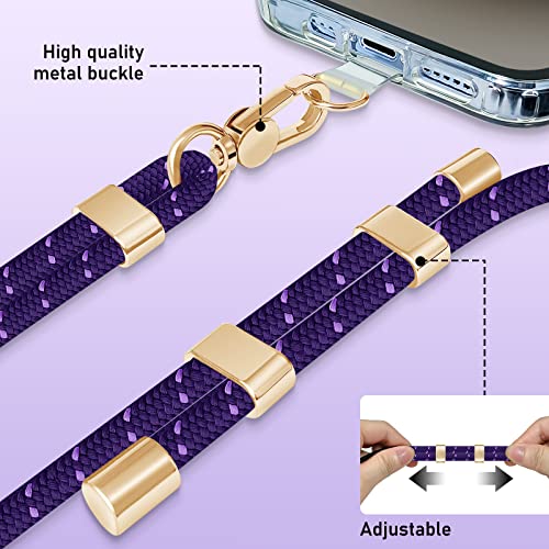 Ukon Cell Phone Lanyard,1 X Crossbody Lanyard And 1 X Wrist Strap Premium Metal Buckle Phone Charms With 2 X Phone Patch Compatible With All Smartphone(Purple) #TOP1