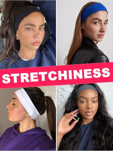 Image of DRESHOW 8 Pack Sports Headbands for Women Non-Slip Stretchy Fashion HairBand Curly Hair Headband Soft Hair Accessories for Daily Wear Workout Yoga Running