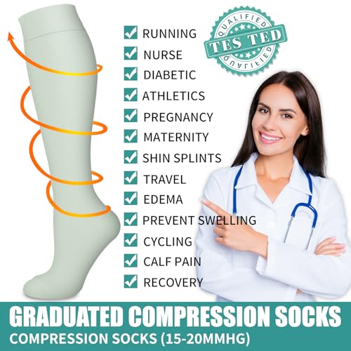 Image of COOLOVER 3 Pack Compression Socks Women & Men-Best Medical,Nursing,Travel, Flight Socks-Running & Fitness Pregnancy