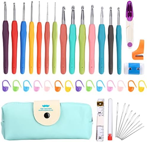 jutyum 37 Piezas Ganchillo Kit 14 Agujas 8 Tamaños 2.0mm-8.0mm Cr...
