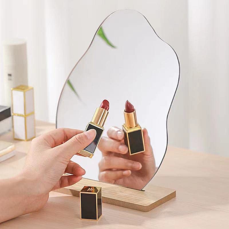 BOOFIRE Makeup Mirror for Desk with Stand,Acrylic Desk Decor Mirror,Cute Room Decor Aesthetic Mirror Separable Wall Mounted Gift Mirror for Women Men Girls (Cloud)