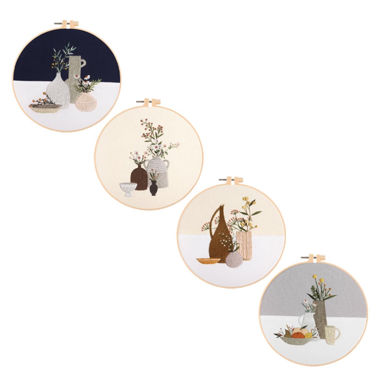 SHINEOFI Kit de Bordado DIY Patrón de Jarrón, 4 Piezas para Artesanía Manual, Adecuado para Principiantes y Adultos