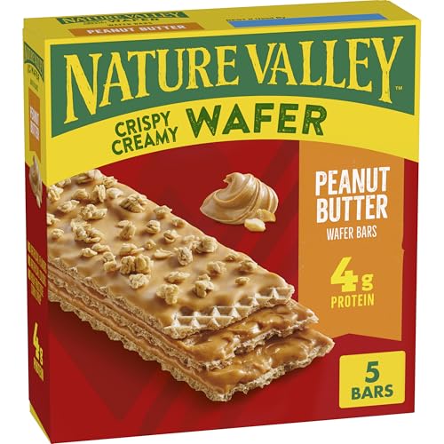 Nature Valley Crispy Creamy Wafer Bars, Peanut Butter, 4g Protein, 5 Bars, 6.5 oz