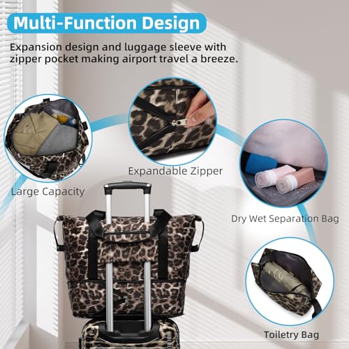 LARVENDER Luggage Sets 3 Piece, 20 Inch Carry on Luggage 22x14x9 Airline Approved Hardside PC+ABS Suitcase Set with Spinner Wheels TSA Lock, Lightweight Suitcase for Women, Cheetah image 2