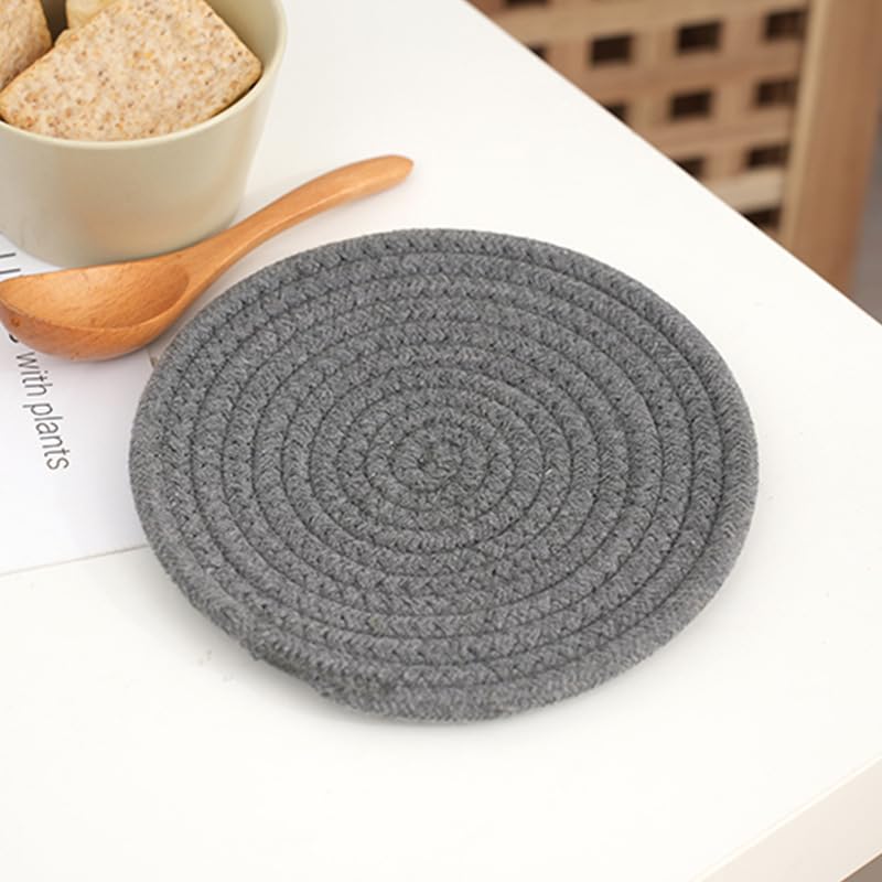 Soulnioi Cotton Place Mats, Round Cotton Rope Woven Table Mats - Image 3